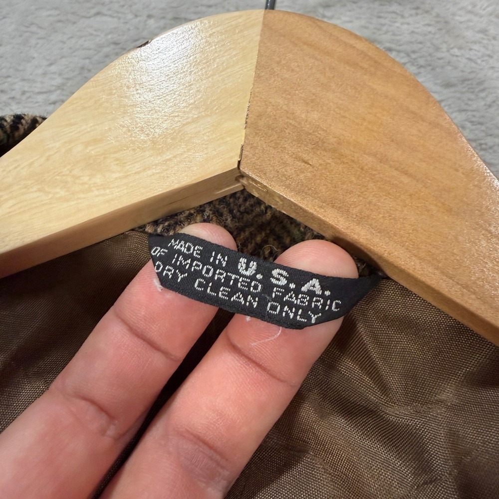 Sergio Valente Harris Tweed Men 44L Wool Herringbone Blazer Sport Coat Brown USA - Picture 3 of 14